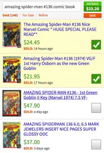 Picking comic books in the same condition as mine to generate price estimate